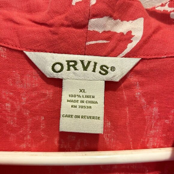 Orvis Pink White Floral 100% Linen Sleeveless Button Down Vest Top Size XL‎ - Picture 4 of 8